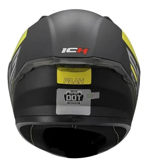 Casco Integral ICH 503 E03 Motorsport Negro / Amarillo Neón (Certificación DOT)