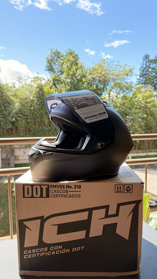 Casco Integral ICH 503 Negro Mate con Visor de Humo – Certificación DOT