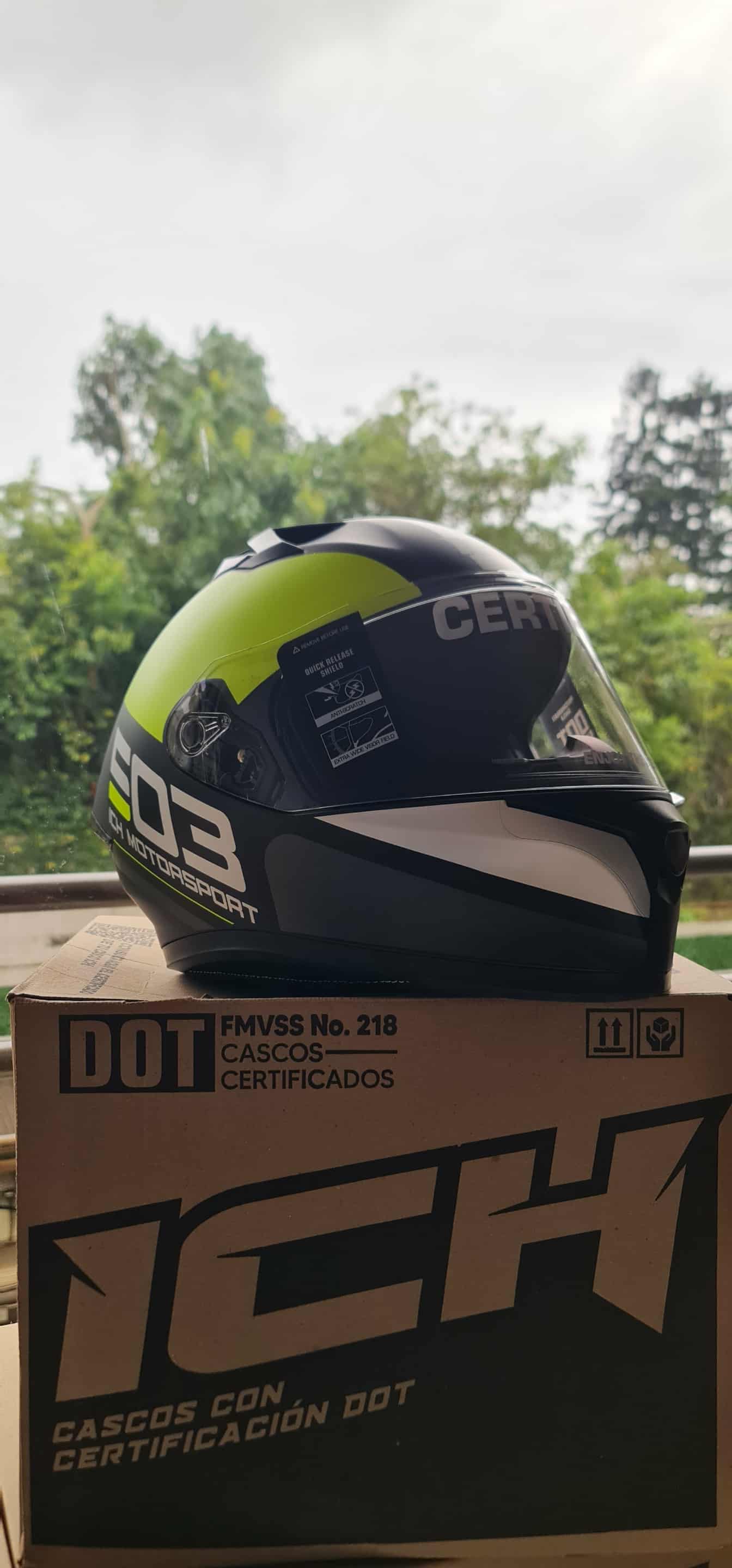 Casco Integral ICH 503 E03 Motorsport Negro / Amarillo Neón (Certificación DOT)