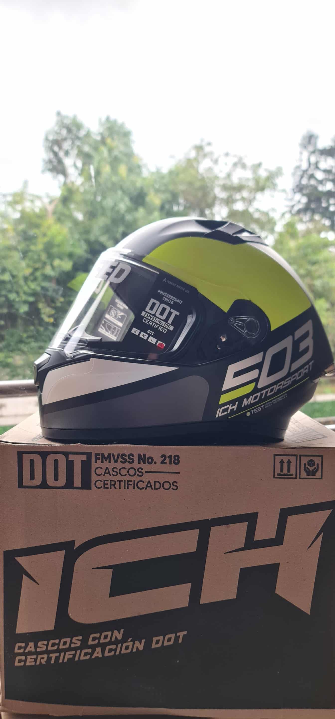 Casco Integral ICH 503 E03 Motorsport Negro / Amarillo Neón (Certificación DOT)
